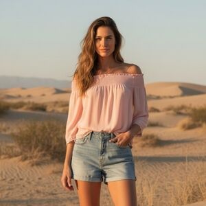 HIGHLINE Collective Smocked Off Shoulder Top XS